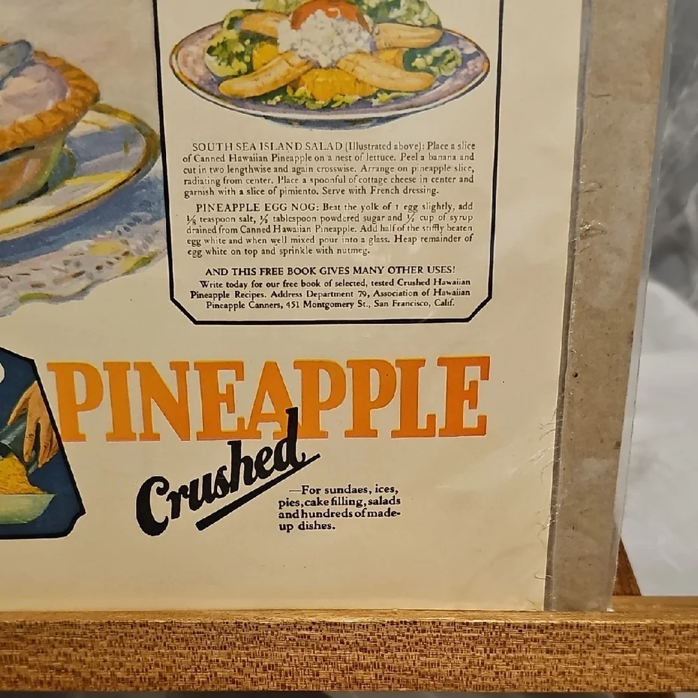 Vintage Hawaiian Canned Pineapple Advertisement 1925